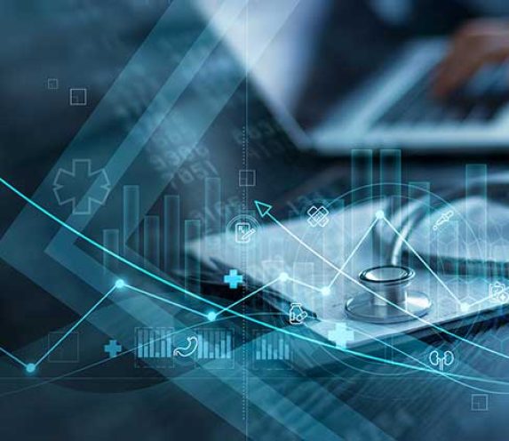 Healthcare business graph and data of Medical business growth, Businessman analyzing data and growth chart, investment, financial and banking, Medical business report on global network.