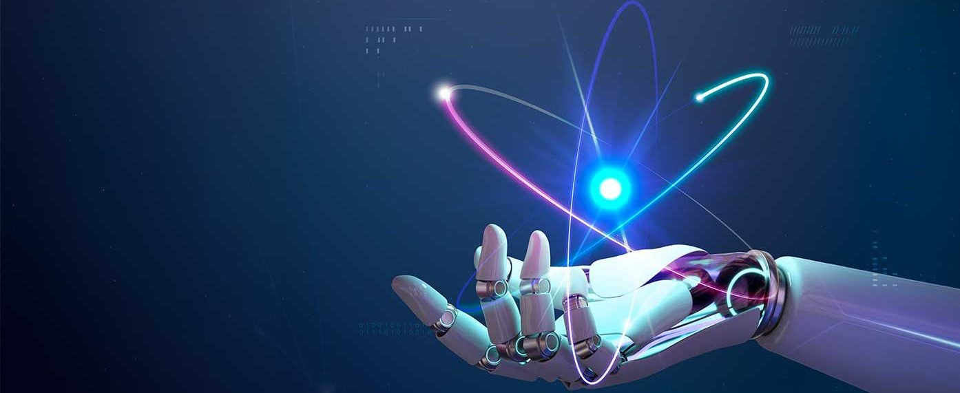 AI nuclear energy background, future innovation of disruptive technology